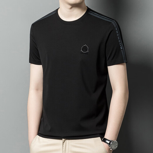 DVW T-shirt international de vêtements masculins pour hommes à manches courtes masculines 2025 Été Nouveau imprimé de mode décontracté cou rond à manches demi-manches Khaki 2xl 54 150-165jin [Jin est égal à 0,5 kg]