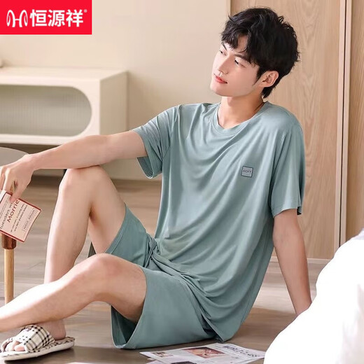 Hengyuanxiang Cotton Pyjamas Herren-Sommer-Kurzarmkleidung für Männer und Teenager Sommer dünne große Anzüge für den Verschleiß HDE-9928 L [Empfohlen 100-120jin [Jin gleich 0,5 kg]]]