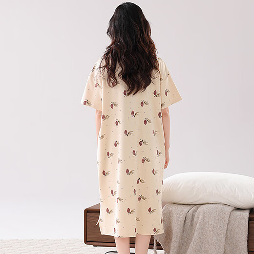 
Modal nightgown for women's summer short-sleeved pajamas 2025 new summer thin pregnant women's summer dress ZH14107 2XL (175)