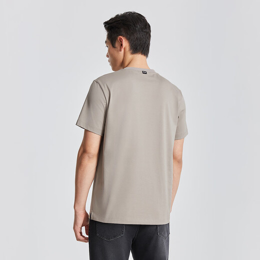 利郎抑菌凉感短袖T恤男圆领25夏季冰丝短袖T恤 亚麻棕  XL175/92A