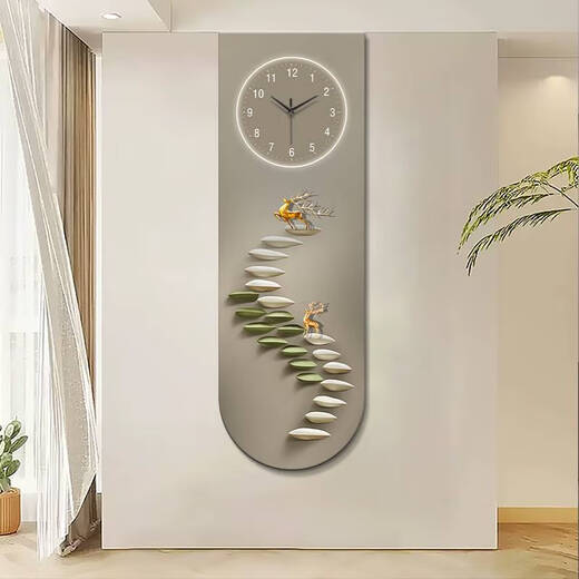 Writing the fantasy step by step high up U-shaped exquisite carving porch decoration painting Elk good meaning warm light background wall lamp painting X4877 30*90UV fine carving++ warm light painting insert
