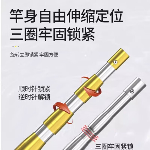 Stainless steel copy net complete set thickened telescopic rod net pocket fish net set anti-hanging fishing net fish folding net fishing gear Reinforced yellow rod + 40 hollow circle + 4mm nano net three-section telescopic 2.5 meters