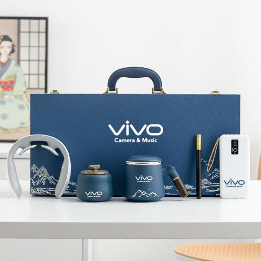 三栖虎公司年会商务礼品定制logo实用活动奖品企业礼盒纪念伴手礼 蓝保温杯笔记本五件套