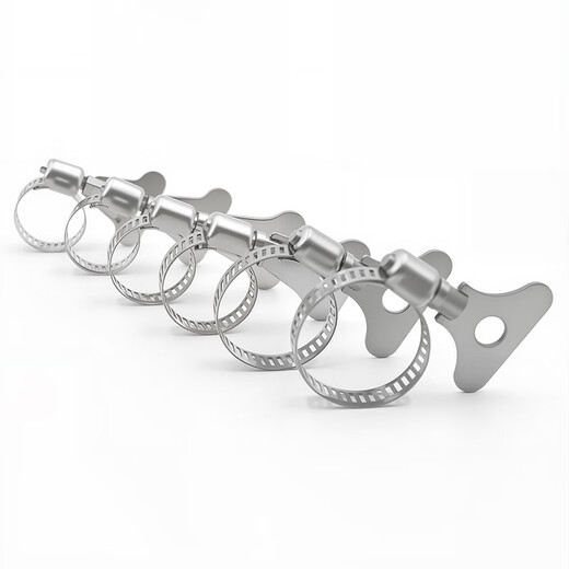 Yonglishang 201 stainless steel handle type hoop clamp gas pipeline fixed joint hand-tight hose clamp water pipe tight clamp buckle fire-proof rust-resistant and wear-resistant 21-38mm 5 pieces