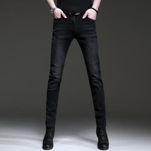 Jie yuepai sommer sommer neuer retro schwarze jeans Männer europäische und koreanische Stil trendy schlanke elastische kleine Füße Hosen Casual Hosen Männer 1049 Grau 28