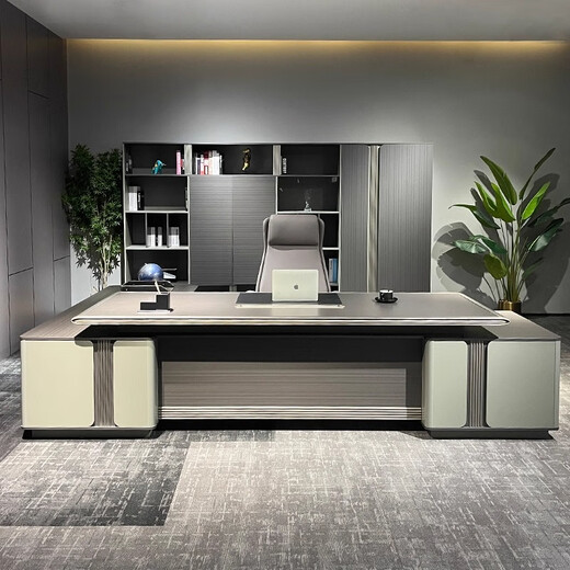 Qiheng (XIIBLC) Company Office Boss Desk Simple Modern Dior Manager Desk Double Cabinet President Desk Executive Desk Office Desk and Chair 2.4 Meter Boss Desk
