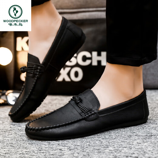 
Woodpecker Beanie Shoes Men's 2025 New Spring Men's Shoes British Men's Casual Leather Shoes Fashion and All-match Leather Casual Board Shoes YL-D826 Brown 39