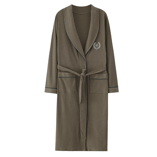 Mishide wearable bath towel pure cotton men waffle bathrobe men's spring and autumn pure cotton medium-length men's nightgown new style sucking LJ16822 M size [weight 100 to 120 Jin [Jin equals 0.5 kg] All size
