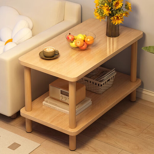 Small table, small coffee table, living room, simple rectangular sofa side table, rental house, home bedside storage rack, small square table [bold and thickened] 60*30*53 warm white
