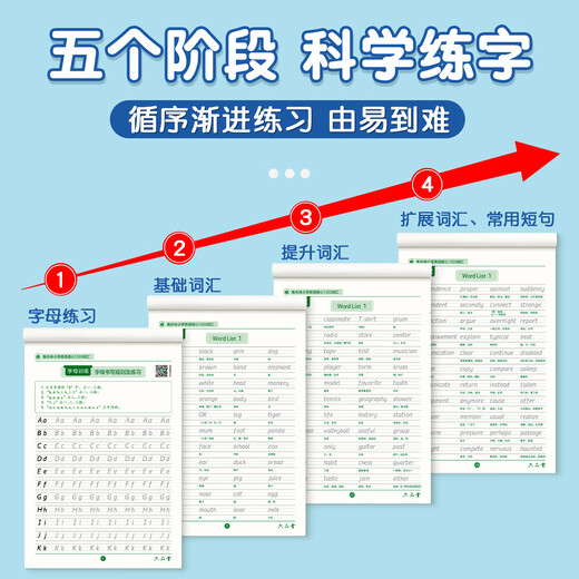 
Primary school students' core 1500 words English copybook Hengshuitis word practice special practice copybook English letters daily practice for grade 3456, primary school tracing, writing, memory and memorization summary English 1500 words + synchronous copybook for the first volume of the fourth grade [2 books in total 686