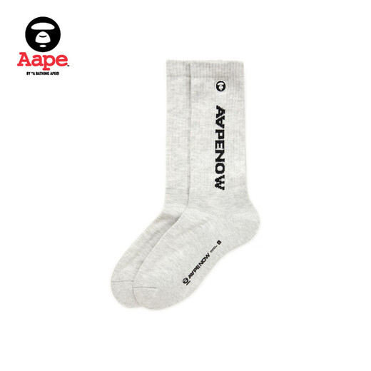 Aape flagship store accessories solid color simple ape embroidered letters jacquard mid-calf socks 4867XXL BKX/black S