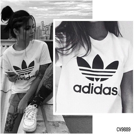 阿迪达斯 （adidas）女装夏季新款透气圆领短袖t恤运动休闲时尚半袖 CV9889 S
