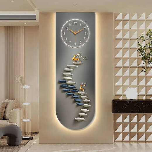 Writing the fantasy step by step high up U-shaped exquisite carving porch decoration painting Elk good meaning warm light background wall lamp painting X4877 30*90UV fine carving++ warm light painting insert