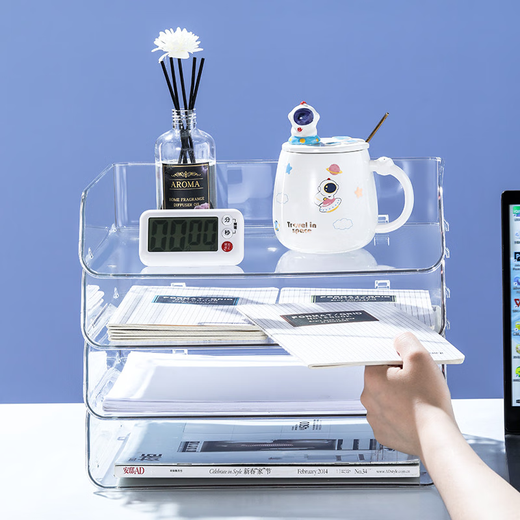 
Sanqihu desktop storage box transparent acrylic box can be stacked with kitchen snack storage basket cosmetic mask 4877. 1 in the middle of the side U transparent basket