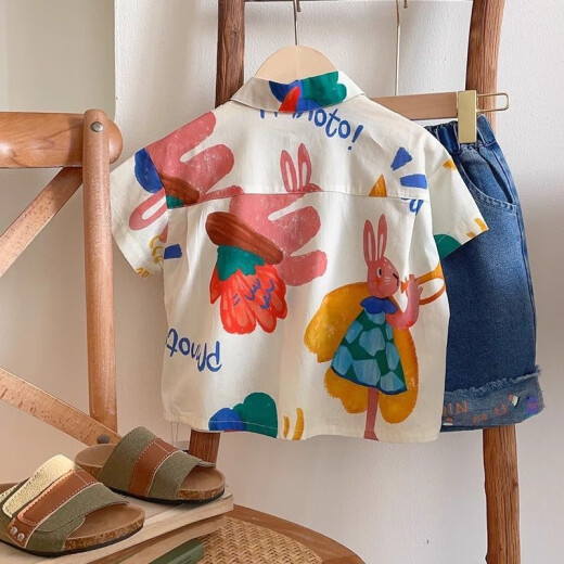 
Liubei children's short-sleeved shirt soft and comfortable lapel summer boy boy shirt cartoon trendy casual top cardigan p7027 single shirt 130 CM
