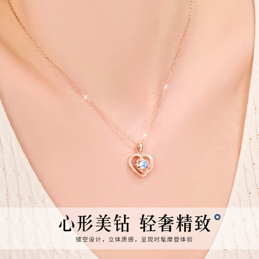 GUSKI French light luxury new style Eternal Heart Rose Gold Necklace Anniversary Confession Birthday Gift for Girlfriend and Wife Rose Gold White Diamond