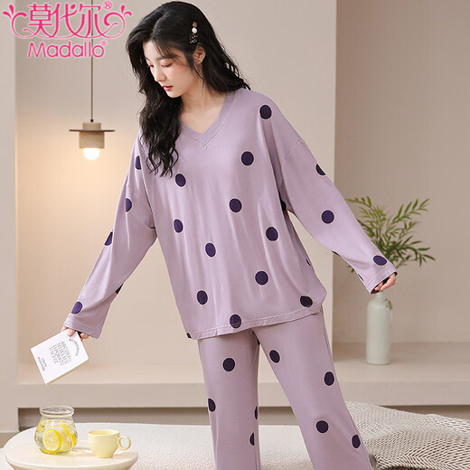 Modal pajamas for women in spring and autumn style 2025 new long-sleeved pure cotton cute thin autumn women's home clothing set can be worn outside 3882 M