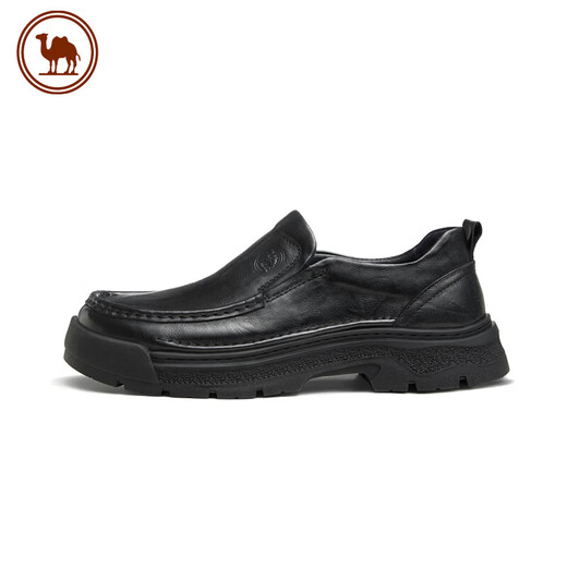 Camel Soft Sole Leather Shoes Men's Business Casual Comfortable Cowhide Thick Sole Height Increasing Men's Shoes P15A155002 Black 41