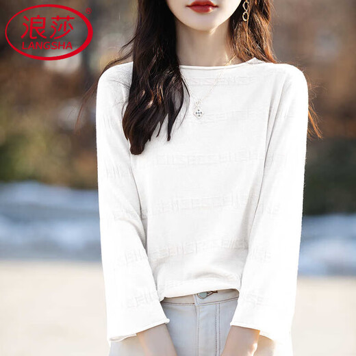 Langsha Light Luxury Spring New Style Viertelmärmere-Pullover-Basishemd Einer Langzeitkragen in dünnen losen Pullover Pink 2xl 140-160 gerollt