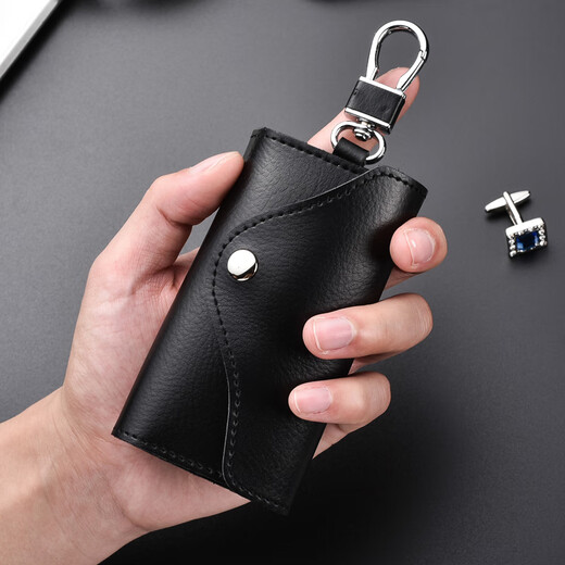 Luyide Real Leather Key Bead Mudiffint Multifunt Multifunt Care Caue Chain для женской талии висят маленькую домашнюю сумку для подвесной пряжки - черный