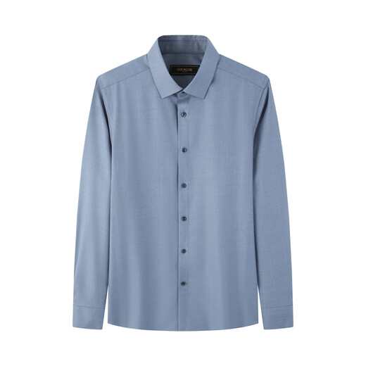 Younger shirt men's autumn and winter young men's long-sleeved shirt wool blended fabric machine washable shirt blue plain VLQW119709HBA 41