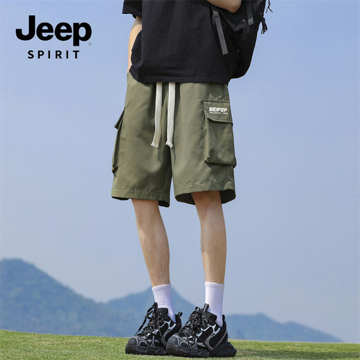 JEEP SPIRIT shorts men's summer new casual trend loose five-point cool work pants 717 black XL