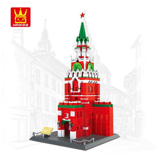 Wange building blocks children's toys gifts small particles assembled building blocks World landmark building series difficult street scene 6233 Mont Saint Michel in France sends light bars 1392 particles