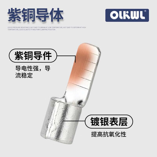 OLKWL（瓦力）C45空开接线端子紫铜加厚充电桩线鼻子10平方铜线耳冷压鸭嘴插片送红蓝护套 C45-10-6(20只装)