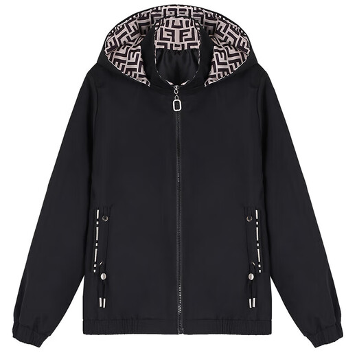 Woodpecker Women's Short Jacket Spring y Autumn 2025 Nuevo Madre de mediana edad suelta Top con capucha de gran tamaño Mhaki M (sugerido 80-95 Jin [Jin es igual a 0,5 kg])