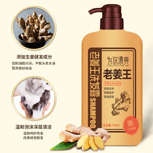 老姜王洗发水姜汁养护蓬松滋养祛屑柔顺丝滑生姜洗发露750ML 老姜王洗发水*1瓶