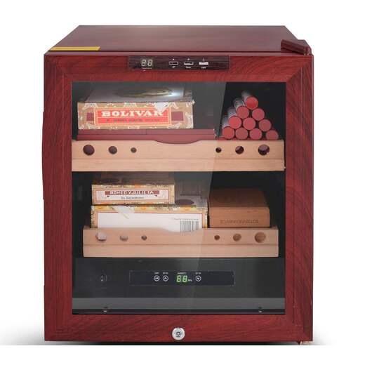 Shuangyoumeibanjia JC-46C cigar cabinet with constant temperature and humidity, household electronic cedar wood solid wood refrigerated cigar humidifier, moisturizing model (about 150 pieces)
