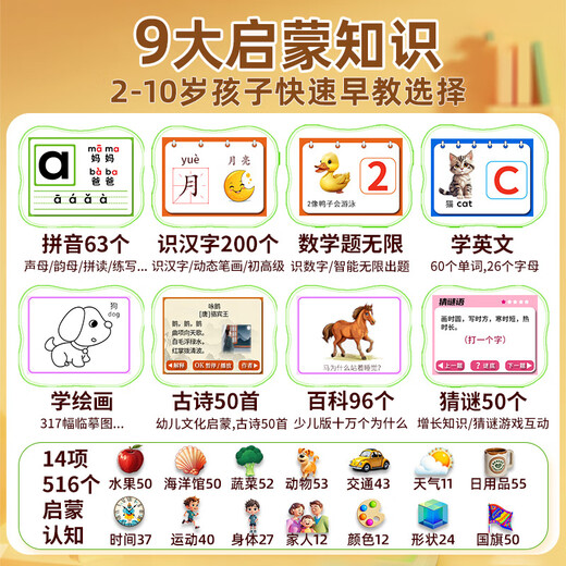 Lezhi schreibt Kinderpraxis Maschine Pinyin Erkennung und Lesemaschine Englisch Digital Altes Gedicht Elektronisches Zeichenbrett Englisch (Cartoon Learning Practice Machine)
