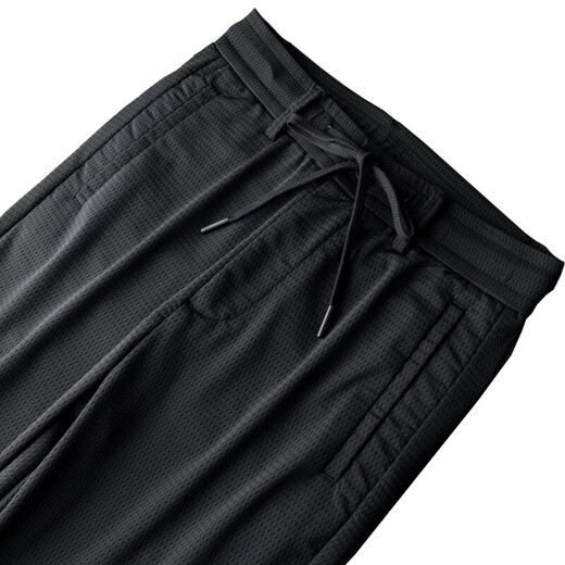 
Seven Wolves summer thin ice silk pants men's hollow casual pants men's loose mesh sports 9901 model [Four zippers on the front and rear] black + gray one size 28 waist two feet one