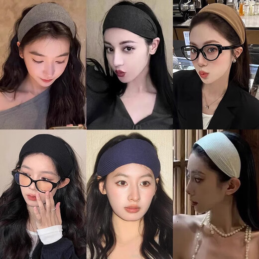 Evita Peroni Yi Mengling same style gray wide-brimmed headband for women 2025 new style high skull knitted headband headband hair accessories dark gray width 5.5cm