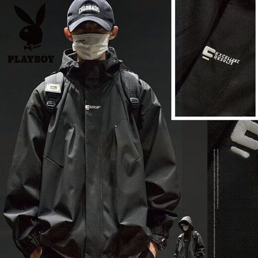 花花公子（PLAYBOY）冲锋外套男女春秋季痞帅轻量户外登山服男美式复古工装夹克男装 745紫色 夹克 L (推荐120-145斤)