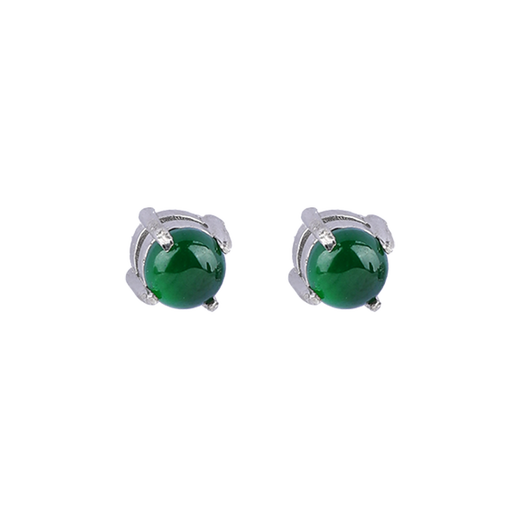 XIANGZHENFU JEWELRY 925 silver inlaid jade cabochon earrings full of green jade earrings ice jade earrings for girlfriends and elders