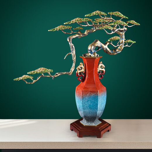 
Jinfuxi Welcoming Guest Pine Brass Large Ornament High-end Atmospheric New Chinese Style Living Room Office Villa Decoration Company Opening Gift BJ1391---Welcoming Guest Pine