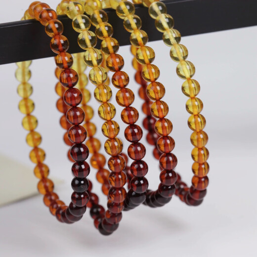 Blood and Gold Amber Rainbow Single Circle Bracelet