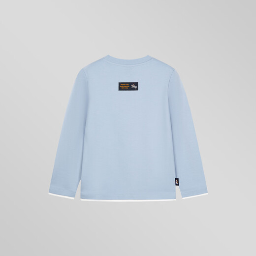 Hush Puppies children's clothing for boys and girls autumn new style comfortable and versatile cartoon print classic long-sleeved crew neck shirt Glacier Blue 130 cm