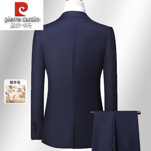 Pierre Cardin high-end wool suit suit for men 2025 spring and autumn business casual suit full set for men new professional formal suit for men Navy blue (suit + trousers) XL 180 size recommended 150 Jin Jin equals 0.5 kg within