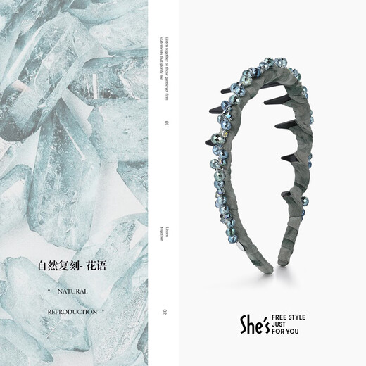 She s Qianzi Yaowo Declaration Flower Language Craft Crystal Hairband with Tooth Fashion Hairpin High Skull Headband Birthday Gift for Women Symphony Blue C0