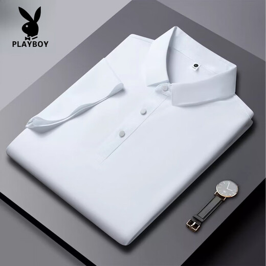 Playboy (Playboy) High-End-Sommer-NEUE ICE SILKE TRACELESS Kurzärärmelte Polo-Hemd für Männer. Business Casual Solid Color Schnelltrocknendes dünnes T-Shirt für Männer HT/YH12358 Dunkelgraues Kurzärärm-Polo-Hemd L [vorgeschlagen 115-130jin [Jin gleich 0,5 kg]]