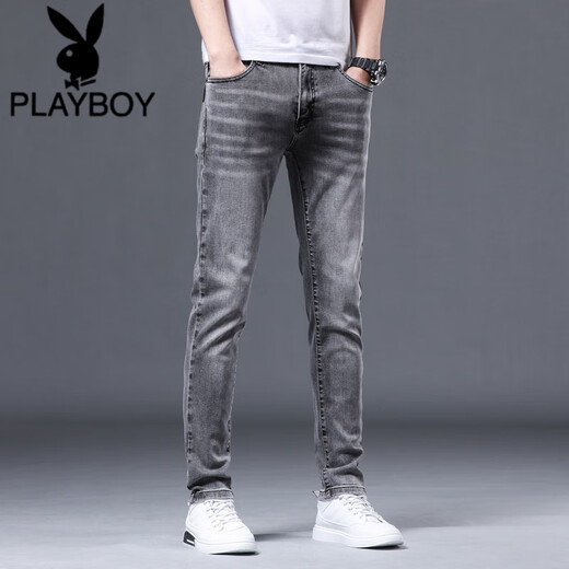 花花公子（PLAYBOY）夏季速干薄款男士牛仔裤百搭修身小脚弹力裤子男韩版潮流青年长裤 1049 28