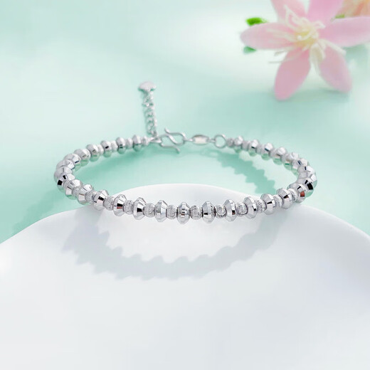 Laomiao pt950 platinum abacus bead scimitar bead bracelet adjustable women's birthday gift for girlfriend, about 13.03g