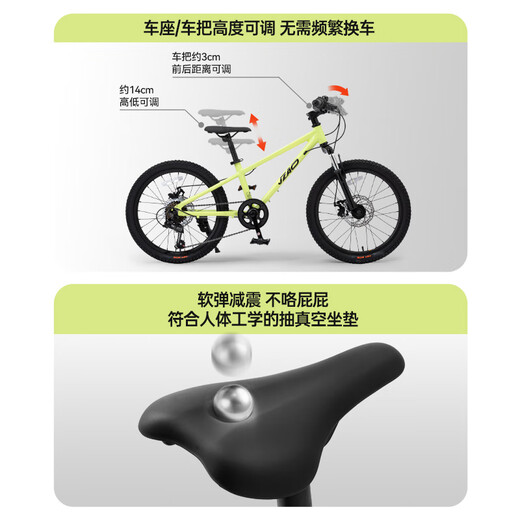 Beijing-made Lingyue mountain bike OCC8-12-13 years old children's bicycle student variable speed 22-inch lime green