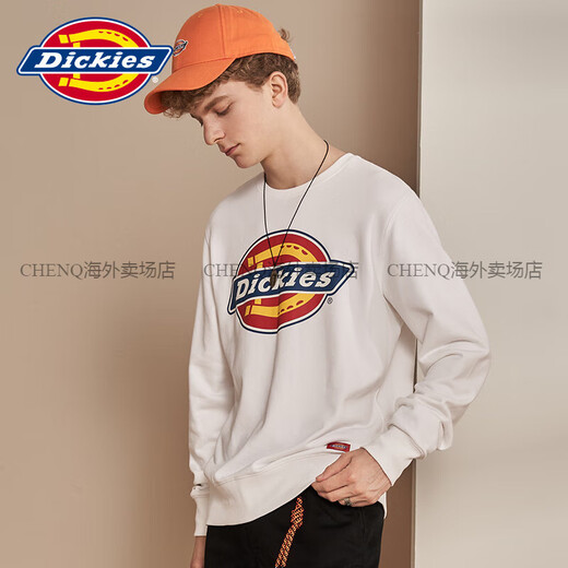 Dickies情侣款印花圆领卫衣套头潮牌男女同款宽松纯棉上衣 黑色12596 XS