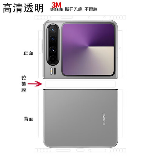 Smorss适用华为purax手机膜包边背膜高清透明pocket2全包边框中轴p50poc LX-A7371包边背膜*3M材质不留痕 华为P50Pocket