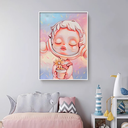Chengliu Pop Mart Fashion Decoration Cool Decoration Sala para niños Lindo Gabinete de TV de dibujos animados Bedside Sala de estar Entrance Pintura V1449 de 50 cm70cm Marco de oro de lujo [Capataziza de aleación de aluminio de 35 mm de espesor 6