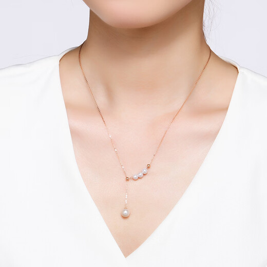 Chao Acer Admiration 18K gold necklace for women rose gold pearl clavicle chain as a birthday gift for girlfriend, chain about 45cm