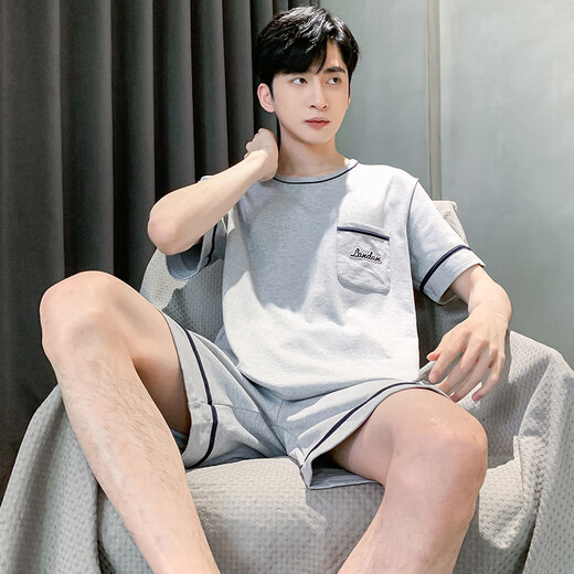 康诺顿（CONNORTON）男士睡衣男夏季短袖棉质男款夏天薄款男生可外穿大码家居服 HD9928 L